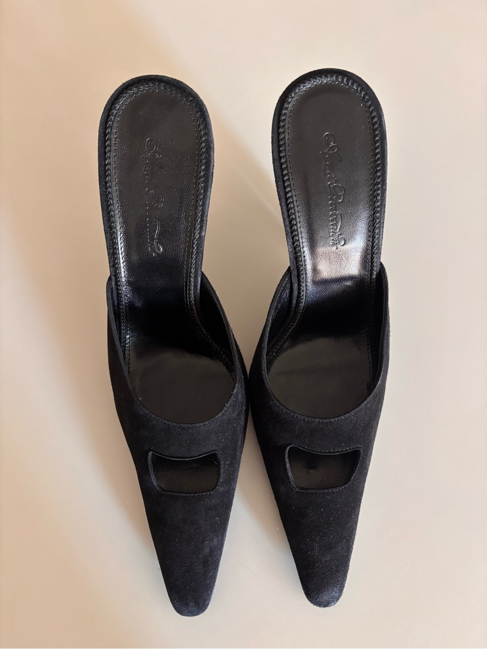 Agent Provocateur Black Pointed Suede Mule Heels
